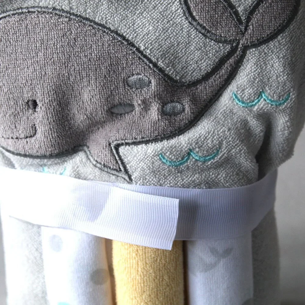 Falls Creek Unisex Baby 4 Piece Bath Set Elephant Hooded Towel & 3 Wash Cloths